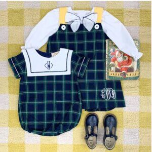 TBBC Beaufort Bonnet Company Jillian Jumper Set Plaid 2T Peachtree Yellow Cordur